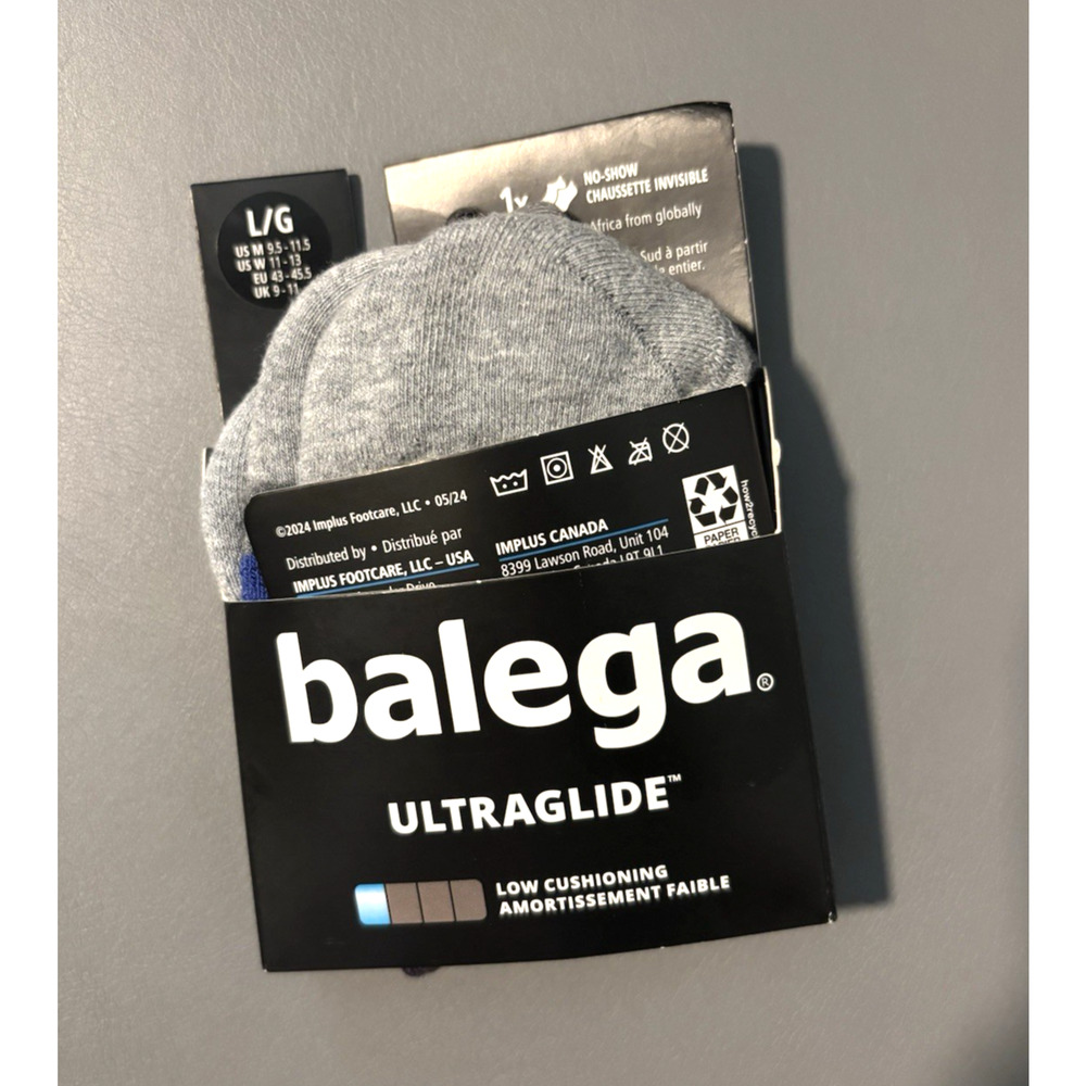 Balega Ultraglide Gray Heather No Show Tab Socks Size Large NWT